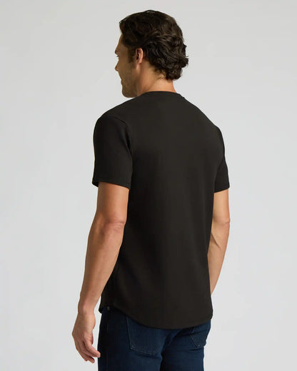 Black Heavyweight Curved Hem Henley