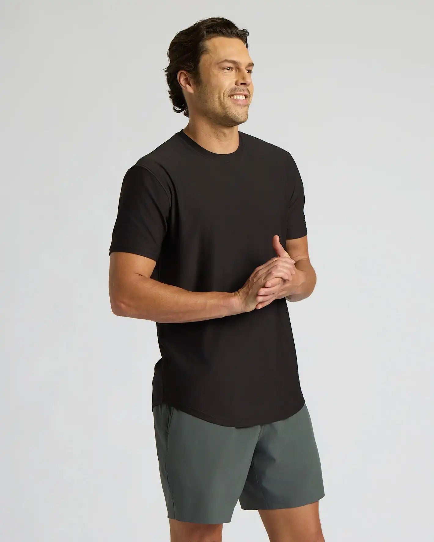 All Black Active Curved Hem Crew 3-Pack