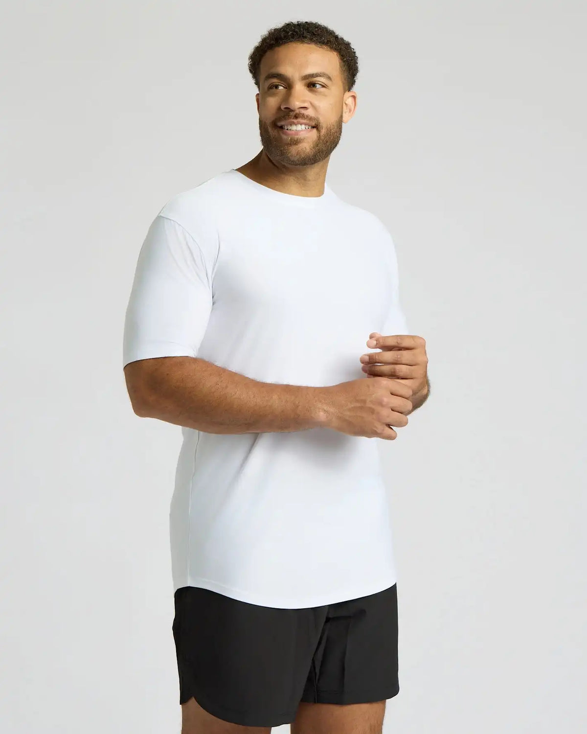 All White Tall Active Curved Hem Crew 3-Pack