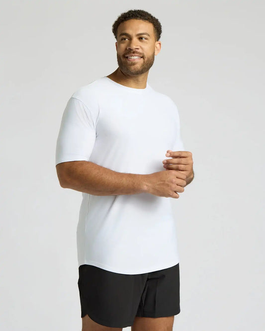 White Tall Active Curved Hem Crew
