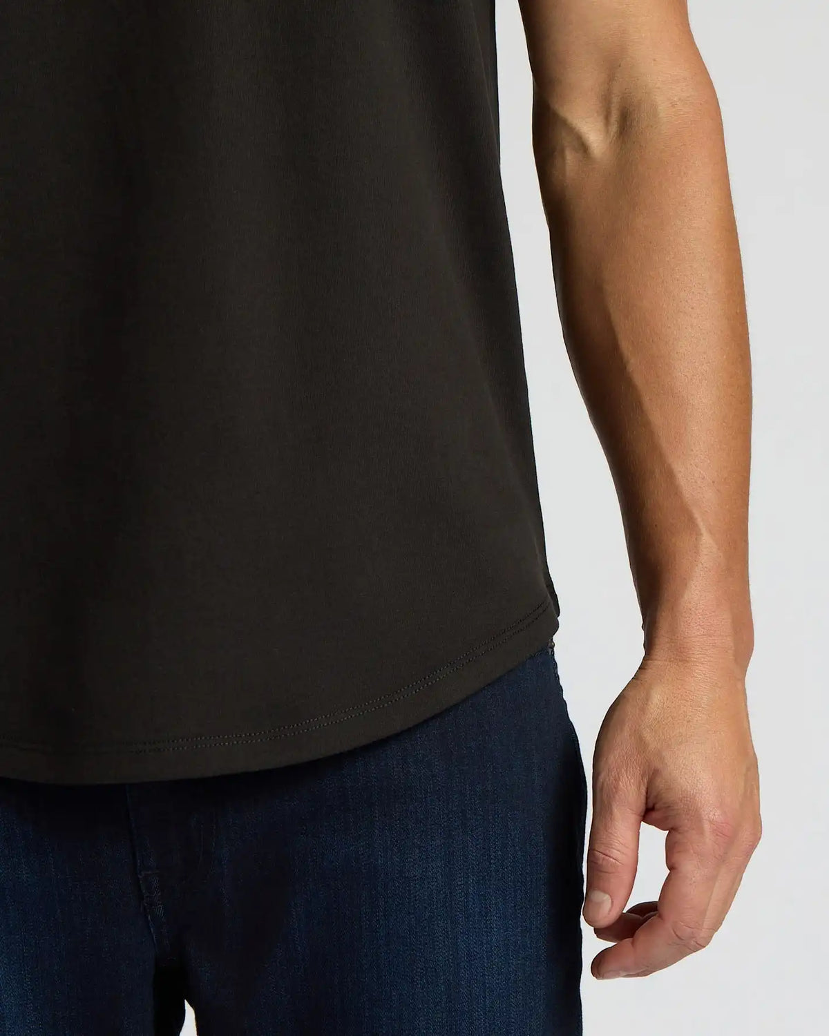 Black Heavyweight Curved Hem Crew