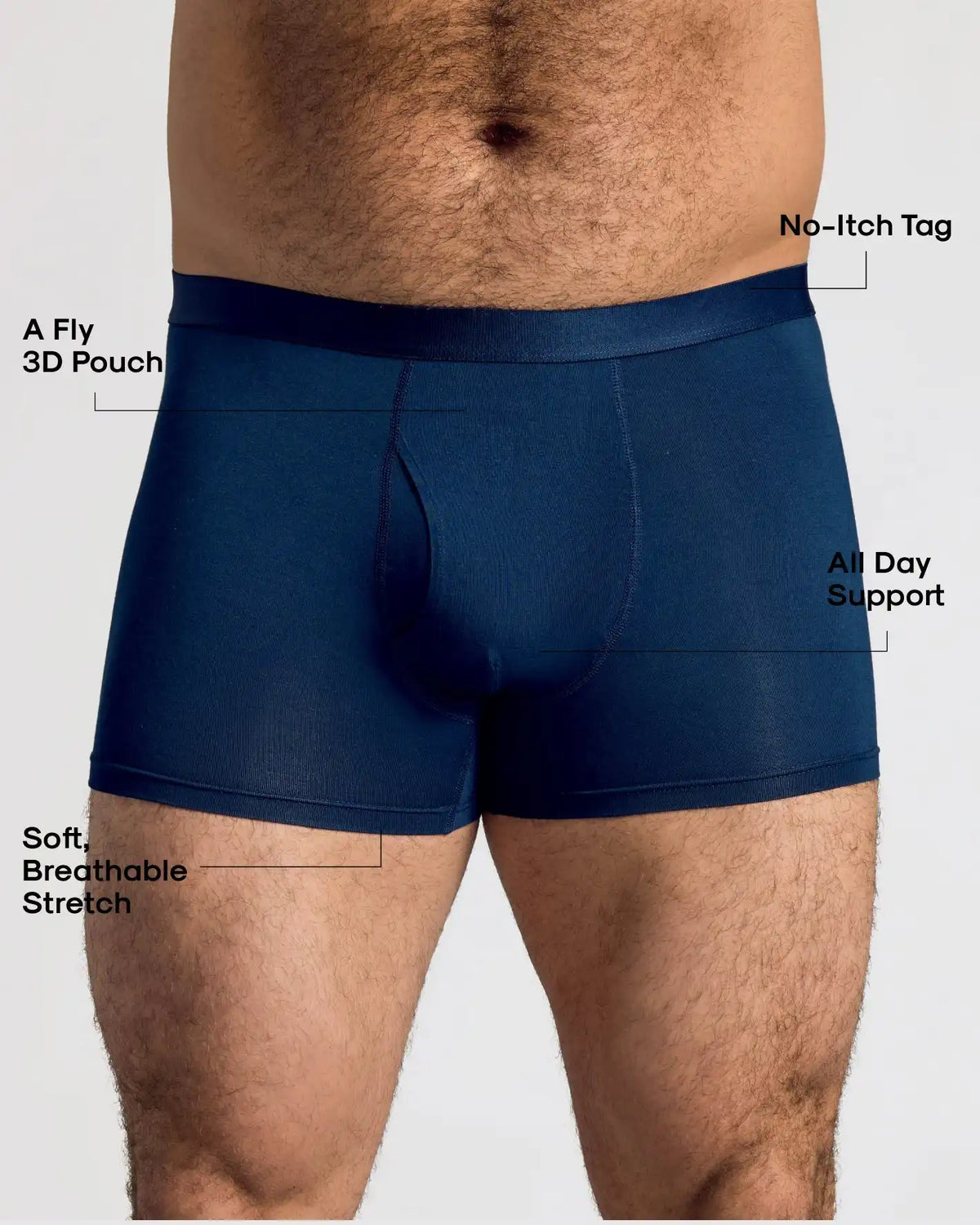 Navy Boxer Trunks W/ Fly 6-Pack