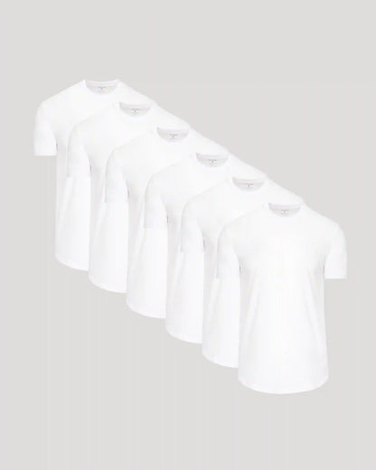 White Curved Hem Classic Crew Neck 6-Pack