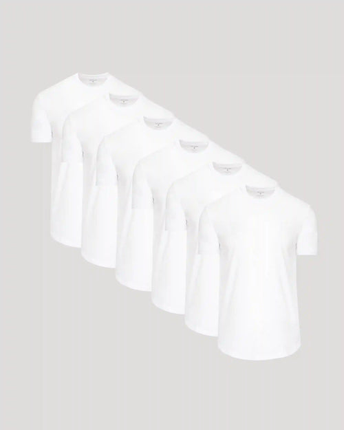 White Curved Hem Classic Crew Neck 6-Pack