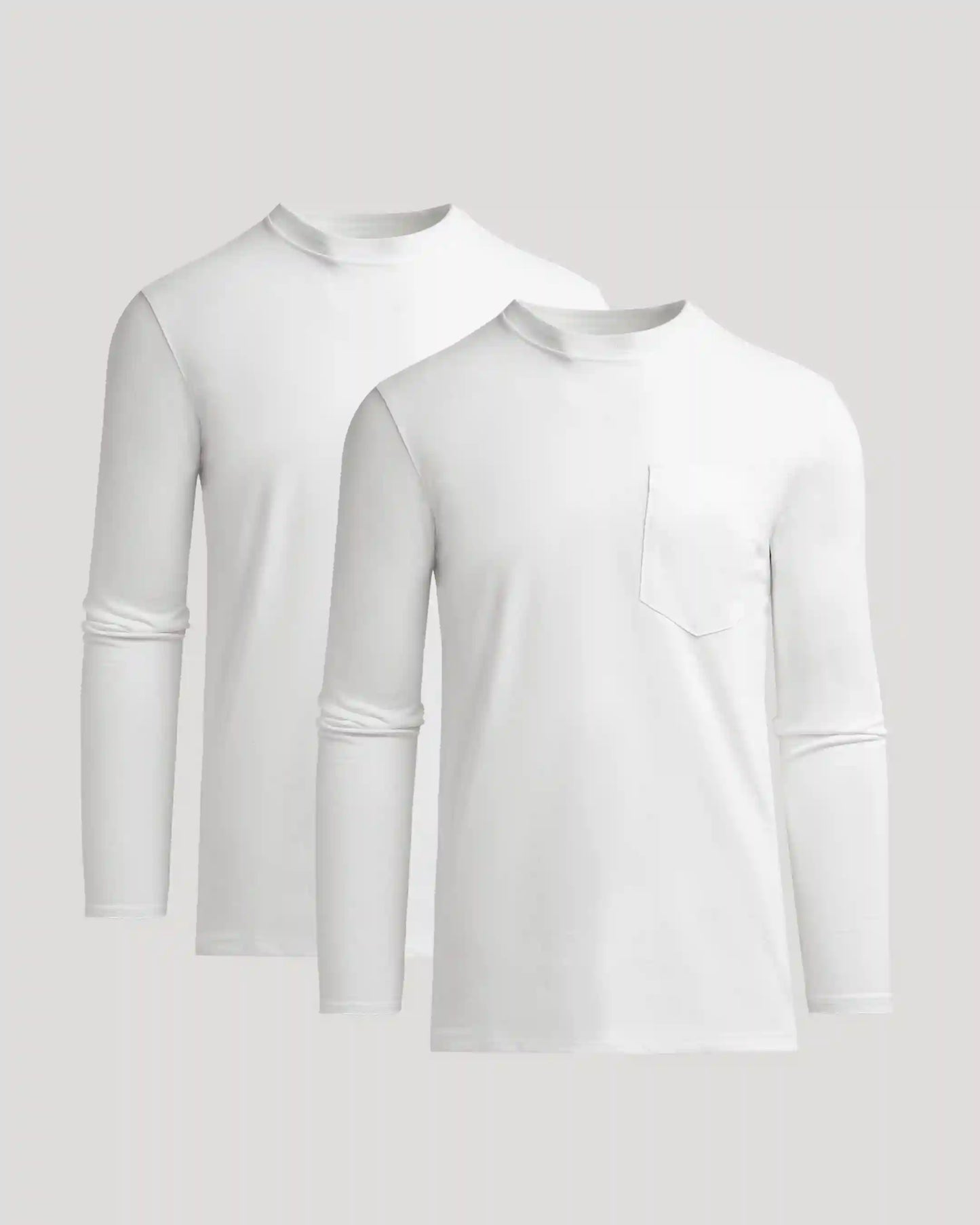 White Tall Heavyweight Long Sleeve Pocket Crew 2-Pack