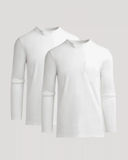 White Tall Heavyweight Long Sleeve Pocket Crew 2-Pack