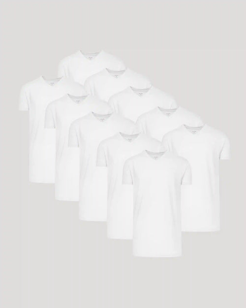 White Classic Tall V-Neck 10-Pack