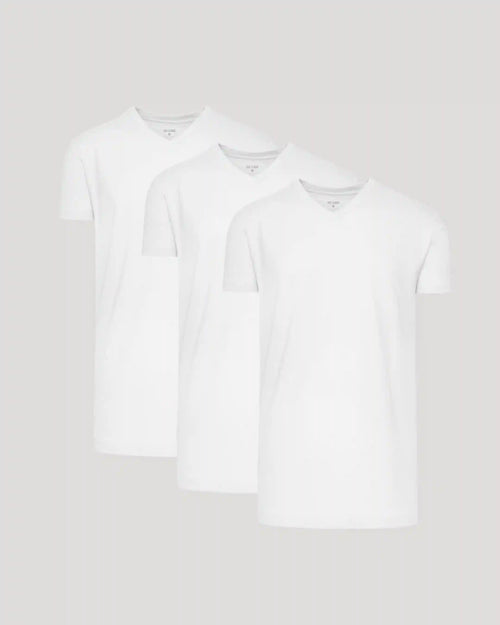 White Short Sleeve Tall Classic V-Neck 3-Pack