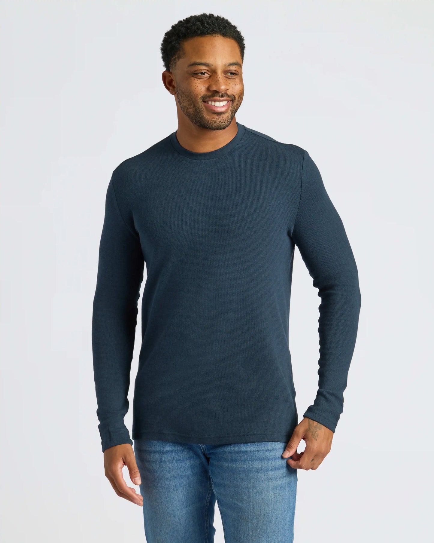 Navy Long Sleeve Waffle Crew 3-Pack