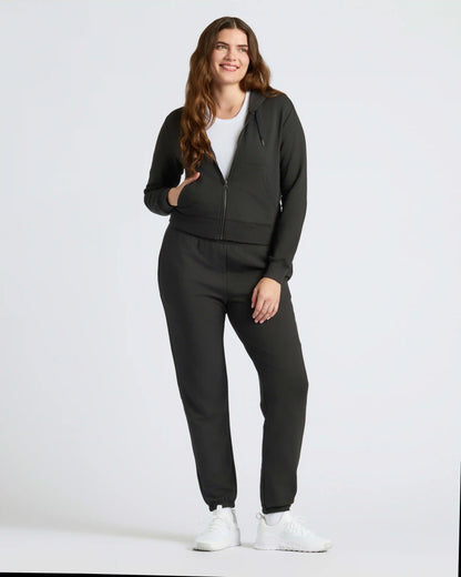 Womens Black Crop Zip Hoodie