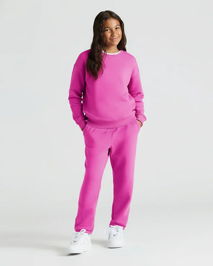 Girls Electric Fuchsia Slouch Pullover Crew & Relaxed Joggers 2-Pack